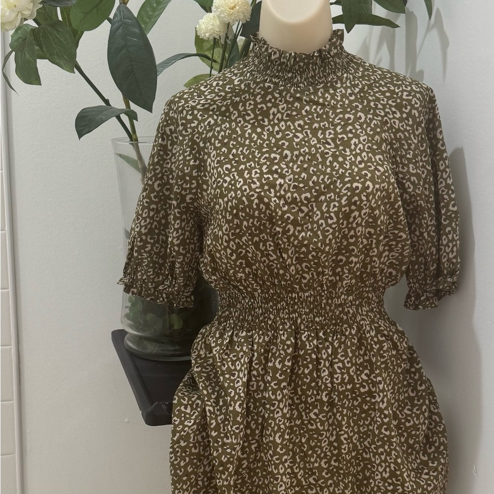 Hayden Brown and Cream Flutter Sleeve Sundress